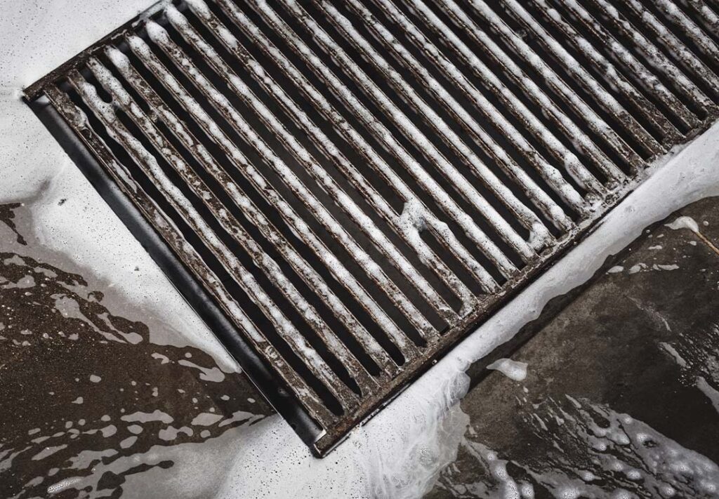 a storm drain being cleaned