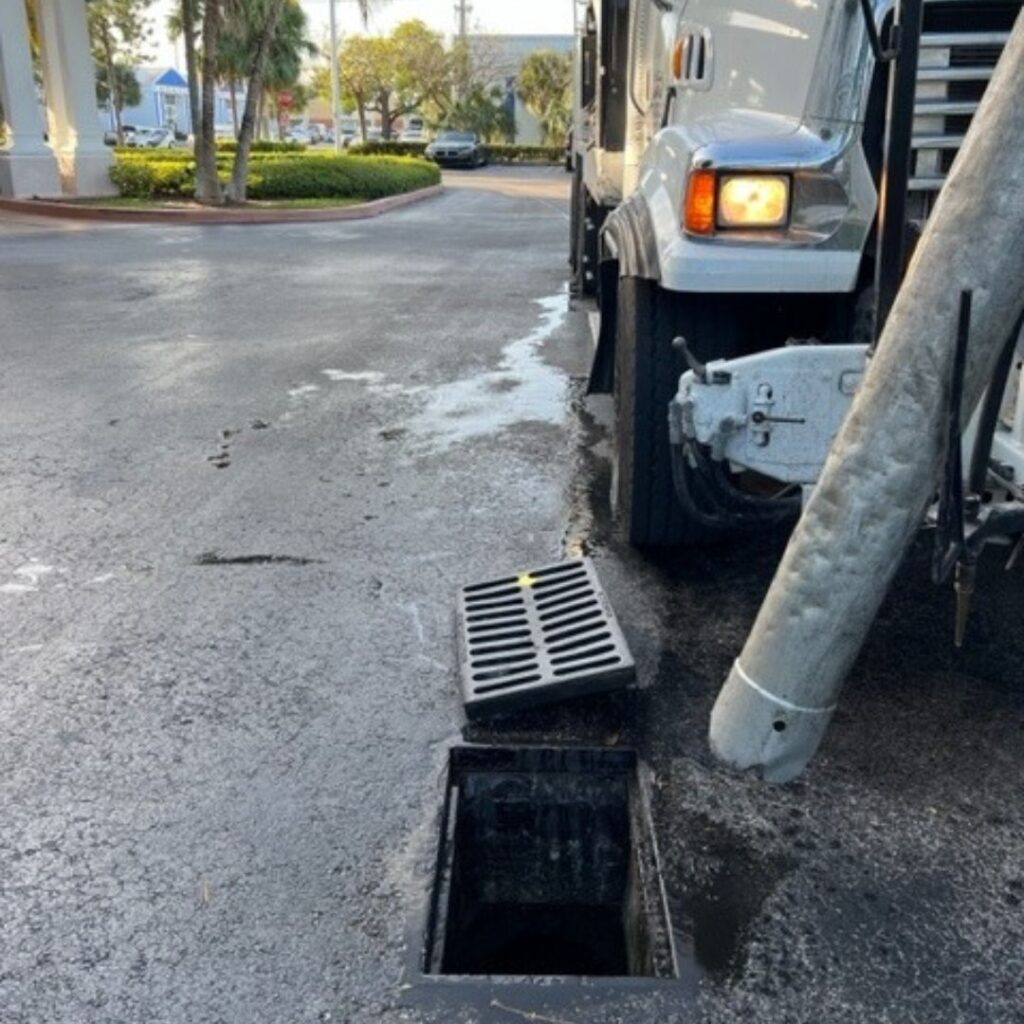 storm drain being serviced