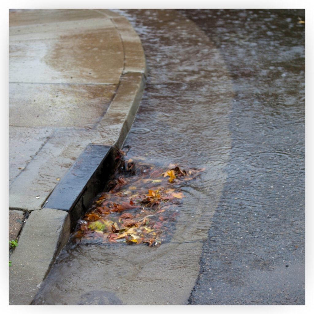 clogged storm drain